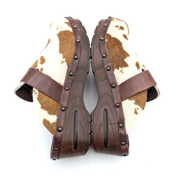Chocolat Blu Yuna Genuine Calf Hair Clog Women's Cow Print Size US5 EU35 - Picture 6 of 12